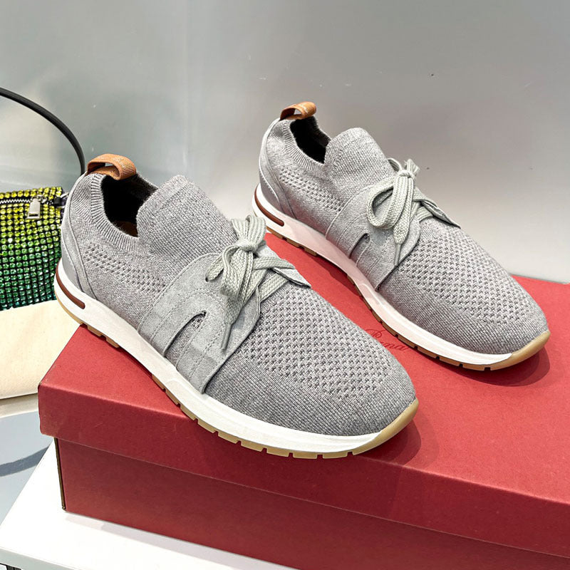 Sports shoes with lace up fly weave breathable casual thick soled shoes