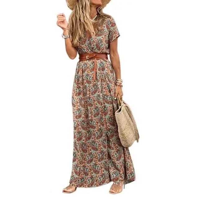 Summer Beach Stylish Womens Dress Long Casual V-Neck Party Comfort Fashion Women Dress