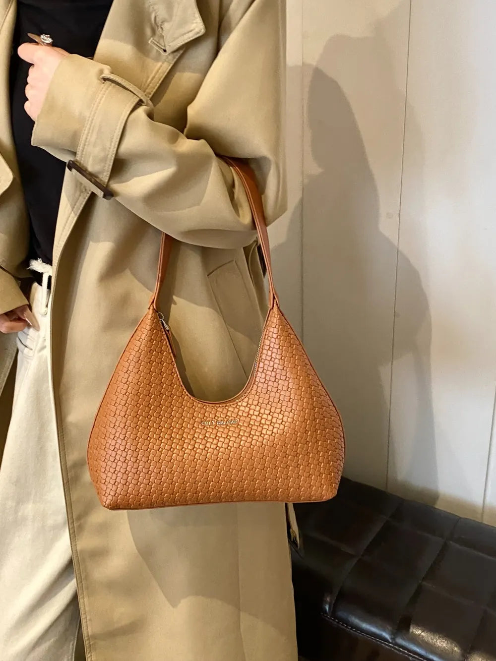 Texture PU Leather Shoulder Bag
