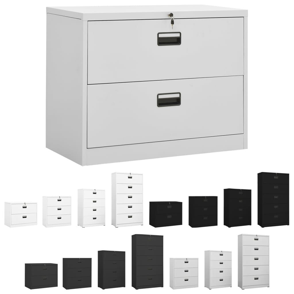 vidaXL Filing Cabinet Under Desk Office File Cabinet Storage Cabinet Steel-5